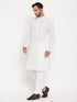 Vastramay Men's White Kurta And Pant Style Pajama Set