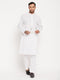Vastramay Men's White Kurta And Pant Style Pajama Set