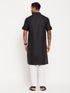 Vastramay Men's Black Solid Kurta with White Pant Style Pyjama Set