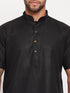 Vastramay Men's Black Solid Kurta with White Pant Style Pyjama Set