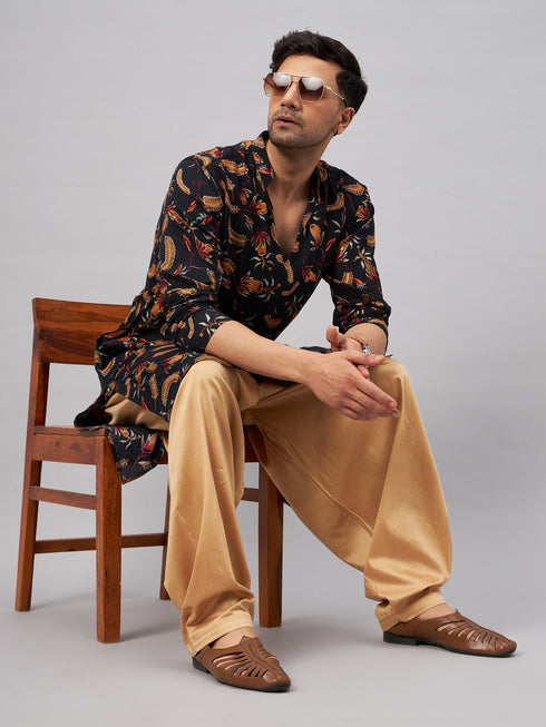 Vastramay Men's Black Printed Kurta