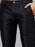 Vastramay Men's Black Foil Print Silk Blend Kurta Pyjama Set