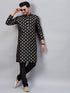 Vastramay Men's Black Foil Print Silk Blend Kurta Pyjama Set