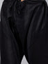 Vastramay Men's Black Foil Print Silk Blend Kurta Pyjama Set