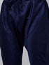 Vastramay Men's Navy Blue Foil Print Silk Blend Kurta