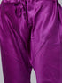 Vastramay Men's Purple Foil Print Silk Blend Kurta Pyjama Set