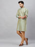 Vastramay Men's Mint Green and Rose Gold Woven Kurta Pant Set