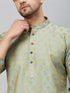 Vastramay Men's Mint Green and Rose Gold Woven Kurta Pant Set
