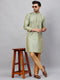 Vastramay Men's Mint Green and Rose Gold Woven Kurta Pant Set