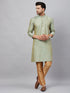 Vastramay Men's Mint Green and Rose Gold Woven Kurta Pant Set