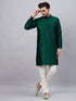 Vastramay Men's Green Woven Kurta With pant Set