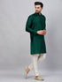 Vastramay Men's Green Woven Kurta With pant Set