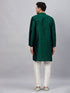 Vastramay Men's Green Woven Kurta With pant Set