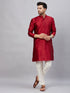 Vastramay Men's Maroon Woven Kurta With pant Set