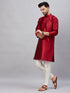 Vastramay Men's Maroon Woven Kurta With pant Set