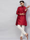Vastramay Men's Maroon Woven Kurta With pant Set