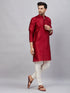Vastramay Men's Maroon Woven Kurta With pant Set