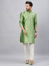 Vastramay Men's Mint Green Woven Kurta With pant Set