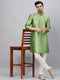 Vastramay Men's Mint Green Woven Kurta With pant Set