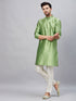 Vastramay Men's Mint Green Woven Kurta With pant Set
