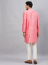 Vastramay Men's Pink Woven Kurta With pant Set