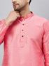 Vastramay Men's Pink Woven Kurta With pant Set