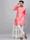 Vastramay Men's Pink Woven Kurta With pant Set