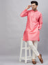 Vastramay Men's Pink Woven Kurta With pant Set