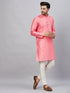 Vastramay Men's Pink Woven Kurta With pant Set
