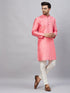 Vastramay Men's Pink Woven Kurta With pant Set
