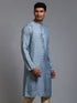 Vastramay Men's Grey Jacquard Kurta