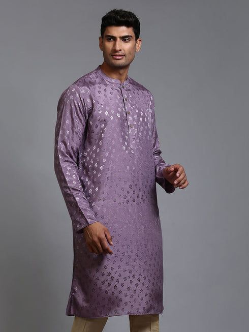 Vastramay Men's Purple Jacquard Kurta