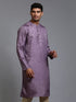Vastramay Men's Purple Jacquard Kurta