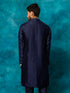 Vastramay Men's Blue Silk Blend Embellished Kurta