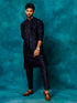 Vastramay Men's Blue Silk Blend Kurta Pyjama Set