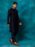 Vastramay Men's Blue Silk Blend Kurta Pyjama Set