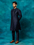 Vastramay Men's Blue Silk Blend Kurta Pyjama Set