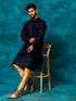 Vastramay Men's Blue Silk Blend Kurta Pyjama Set
