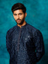 Vastramay Men's Blue Silk Blend Kurta Pyjama Set