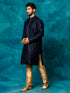Vastramay Men's Blue Silk Blend Kurta Pyjama Set