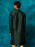 Vastramay Men's Green Silk Blend Embellished Kurta