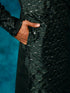 Vastramay Men's Green Silk Blend Embellished Kurta