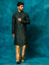Vastramay Men's Green Silk Blend Kurta Pyjama Set