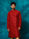 Vastramay Men's Maroon Silk Blend Embellished Kurta