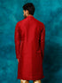 Vastramay Men's Maroon Silk Blend Embellished Kurta