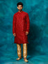 Vastramay Men's Maroon Silk Blend Embellished Kurta