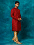 Vastramay Men's Maroon Silk Blend Kurta Pyjama Set