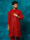 Vastramay Men's Maroon Georgette Sequins Kurta