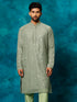 Vastramay Men's Mint Green Georgette Sequins Kurta