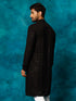 Vastramay Men's Black Rayon Schiffli Kurta